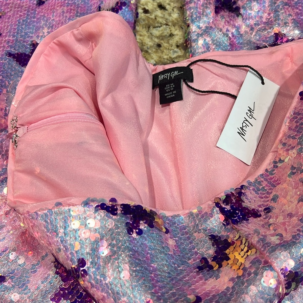 Nasty Gal Pink Sequin Star Flare Pants - Picture 9 of 13